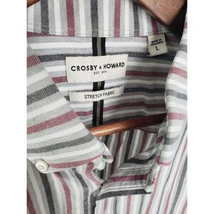 Crosby & Howard Mens Long Sleeve Button‎ Down Stripe Shirt Size L Stretch Fabric